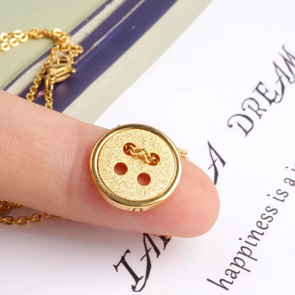 Stainless Steel Tiny Button Necklace - Picture 4 of 6